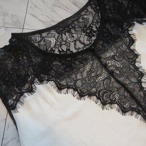 SPRING GIVE AWAY SALE! White and Black Sleeveless Lace Blouse, XL